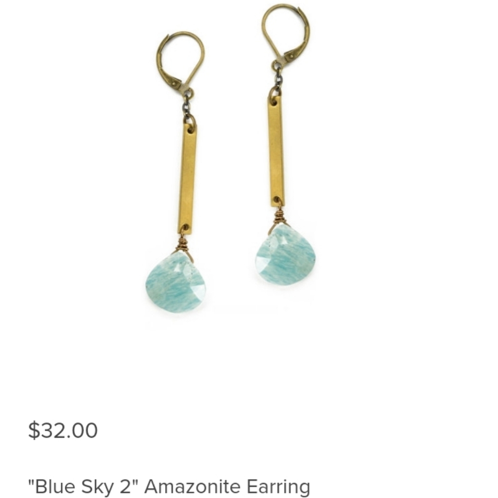 NWT "Edgy Petal" amazonite 'blue sky 2' earrings